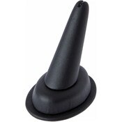 Plymor Black Faux Leather Ring Finger Display, Single on Oval Base, 1.75" W x 2.5" D x 2.75" H