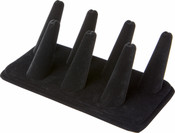 Plymor Black Velvet Ring Finger Display, Seven on Rectangular Base, 6.75" W x 3.5" D x 2.25" H