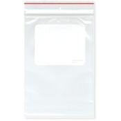 Minigrip Red Line 4" x 6" (Pack of 100), 4 Mil with White-Block and Hang-Hole Heavy Duty Zipper Reclosable Plastic Bags