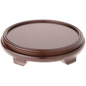Plymor Walnut Round Wood Veneer Footed Display Base, 11.75" W x 11.75" D x 2.25" H (10" Display Diameter)