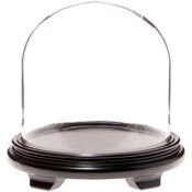 Plymor 9.75" x 10" Glass Display Dome Cloche (Black Wood Veneer Footed Base)