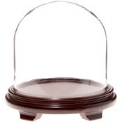 Plymor 9.75" x 10" Glass Display Dome Cloche (Walnut Wood Veneer Footed Base)