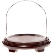 Plymor 9.75" x 10" Glass Display Dome Cloche (Walnut Wood Veneer Footed Base)
