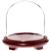 Plymor 9.75" x 10" Glass Display Dome Cloche (Red Wood Veneer Footed Base)