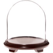 Plymor 11.75" x 12" Glass Display Dome Cloche (Walnut Wood Veneer Footed Base)