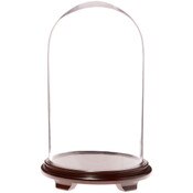 Plymor 11.75" x 20" Glass Display Dome Cloche (Walnut Wood Veneer Footed Base)