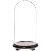 Plymor 11.75" x 23" Glass Display Dome Cloche (Black Wood Veneer Footed Base)