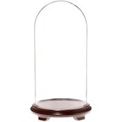 Plymor 11.75" x 23" Glass Display Dome Cloche (Walnut Wood Veneer Footed Base)