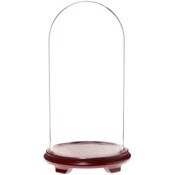 Plymor 11.75" x 23" Glass Display Dome Cloche (Red Wood Veneer Footed Base)
