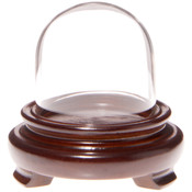 Plymor 1.875" x 1.875" Mini Glass Display Dome Cloche (Walnut Wood Veneer Footed Base)