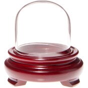 Plymor 1.875" x 1.875" Mini Glass Display Dome Cloche (Red Wood Veneer Footed Base)