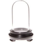 Plymor 1.85" x 3.5" Mini Glass Display Dome Cloche (Black Wood Veneer Footed Base)