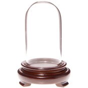 Plymor 1.85" x 3.5" Mini Glass Display Dome Cloche (Walnut Wood Veneer Footed Base)