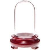 Plymor 1.85" x 3.5" Mini Glass Display Dome Cloche (Red Wood Veneer Footed Base)