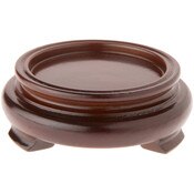 Plymor Walnut Round Wood Veneer Footed Display Base, 3" W x 3" D x 1.25" H (2" Display Diameter)