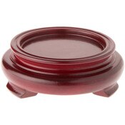 Plymor Red Round Wood Veneer Footed Display Base, 3" W x 3" D x 1.25" H (2" Display Diameter)