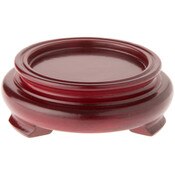 Plymor Red Round Wood Veneer Footed Display Base, 3" W x 3" D x 1.25" H (2" Display Diameter)
