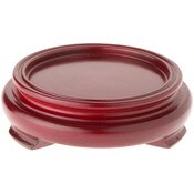 Plymor Red Round Wood Veneer Footed Display Base, 3.625" W x 3.625" D x 1.25" H (2.5" Display Diameter)