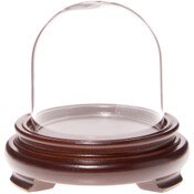 Plymor 2.5" x 2.5" Glass Display Dome Cloche (Walnut Wood Veneer Footed Base)