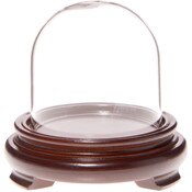 Plymor 2.5" x 2.5" Glass Display Dome Cloche (Walnut Wood Veneer Footed Base)