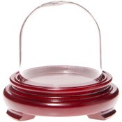 Plymor 2.5" x 2.5" Glass Display Dome Cloche (Red Wood Veneer Footed Base)