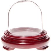 Plymor 2.5" x 2.5" Glass Display Dome Cloche (Red Wood Veneer Footed Base)
