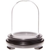 Plymor 2.5" x 3.5" Glass Display Dome Cloche (Black Wood Veneer Footed Base)