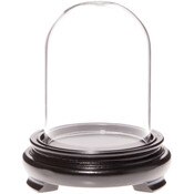 Plymor 2.5" x 3.5" Glass Display Dome Cloche (Black Wood Veneer Footed Base)