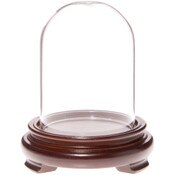 Plymor 2.5" x 3.5" Glass Display Dome Cloche (Walnut Wood Veneer Footed Base)