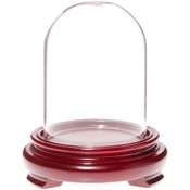 Plymor 2.5" x 3.5" Glass Display Dome Cloche (Red Wood Veneer Footed Base)