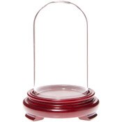 Plymor 2.5" x 4.5" Glass Display Dome Cloche (Red Wood Veneer Footed Base)