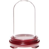 Plymor 2.5" x 4.5" Glass Display Dome Cloche (Red Wood Veneer Footed Base)