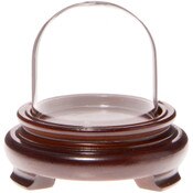 Plymor 2" x 2" Mini Glass Display Dome Cloche (Walnut Wood Veneer Footed Base)