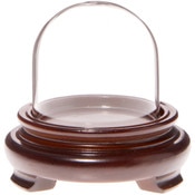 Plymor 2" x 2" Mini Glass Display Dome Cloche (Walnut Wood Veneer Footed Base)