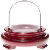 Plymor 2" x 2" Mini Glass Display Dome Cloche (Red Wood Veneer Footed Base)