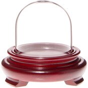 Plymor 2" x 2" Mini Glass Display Dome Cloche (Red Wood Veneer Footed Base)
