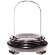 Plymor 2" x 3" Mini Glass Display Dome Cloche (Black Wood Veneer Footed Base)