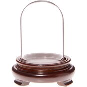 Plymor 2" x 3" Mini Glass Display Dome Cloche (Walnut Wood Veneer Footed Base)