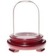 Plymor 2" x 3" Mini Glass Display Dome Cloche (Red Wood Veneer Footed Base)