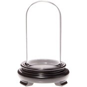Plymor 2" x 4" Mini Glass Display Dome Cloche (Black Wood Veneer Footed Base)