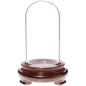 Plymor 2" x 4" Mini Glass Display Dome Cloche (Walnut Wood Veneer Footed Base)