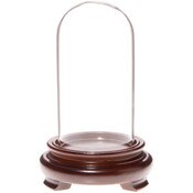 Plymor 2" x 4" Mini Glass Display Dome Cloche (Walnut Wood Veneer Footed Base)