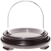 Plymor 3" x 3" Glass Display Dome Cloche (Black Wood Veneer Footed Base)