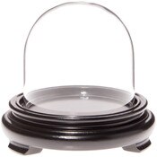 Plymor 3" x 3" Glass Display Dome Cloche (Black Wood Veneer Footed Base)