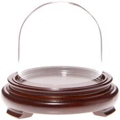Plymor 3" x 3" Glass Display Dome Cloche (Walnut Wood Veneer Footed Base)