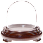 Plymor 3" x 3" Glass Display Dome Cloche (Walnut Wood Veneer Footed Base)