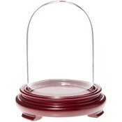 Plymor 3" x 4" Glass Display Dome Cloche (Red Wood Veneer Footed Base)
