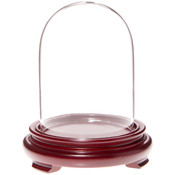 Plymor 3" x 4" Glass Display Dome Cloche (Red Wood Veneer Footed Base)