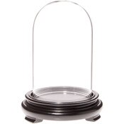 Plymor 3" x 5" Glass Display Dome Cloche (Black Wood Veneer Footed Base)