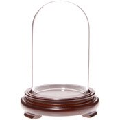 Plymor 3" x 5" Glass Display Dome Cloche (Walnut Wood Veneer Footed Base)